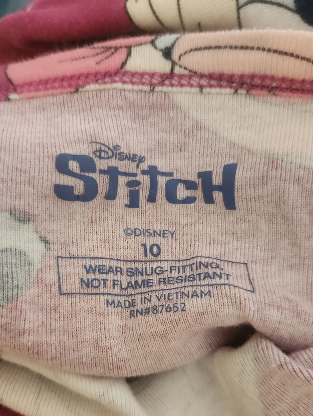 Disney Stitch Pajamas Long Sleeve Top And Pants Size 10